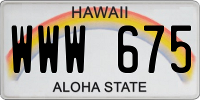 HI license plate WWW675