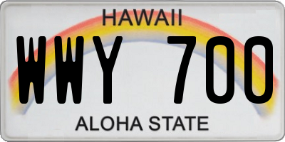 HI license plate WWY700