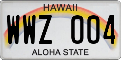 HI license plate WWZ004