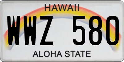 HI license plate WWZ580
