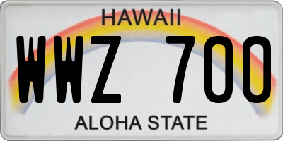 HI license plate WWZ700