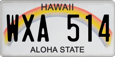 HI license plate WXA514