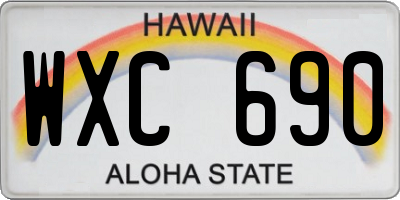 HI license plate WXC690