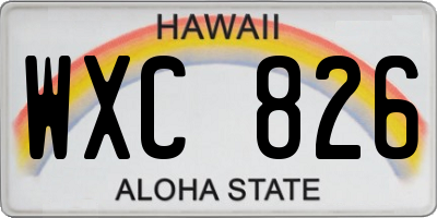 HI license plate WXC826