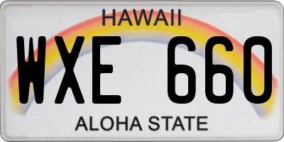 HI license plate WXE660
