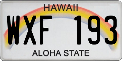 HI license plate WXF193
