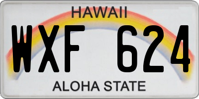 HI license plate WXF624