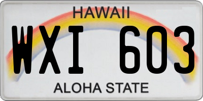 HI license plate WXI603