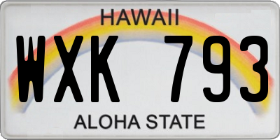 HI license plate WXK793