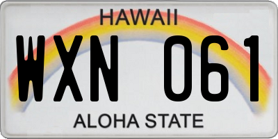 HI license plate WXN061