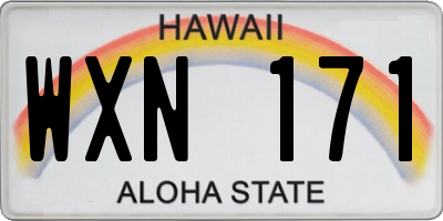 HI license plate WXN171