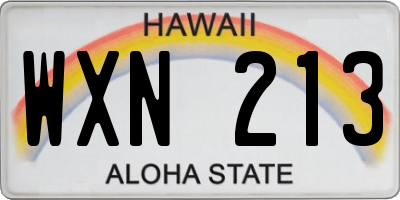 HI license plate WXN213