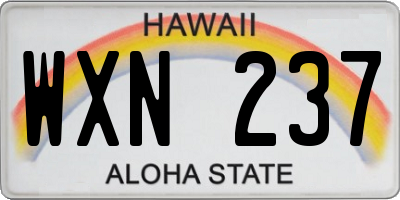 HI license plate WXN237