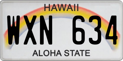 HI license plate WXN634
