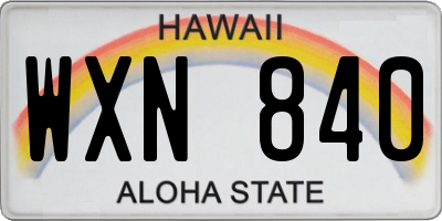 HI license plate WXN840