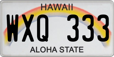 HI license plate WXQ333