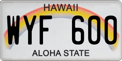 HI license plate WYF600