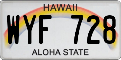 HI license plate WYF728