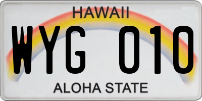 HI license plate WYG010