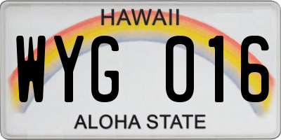 HI license plate WYG016