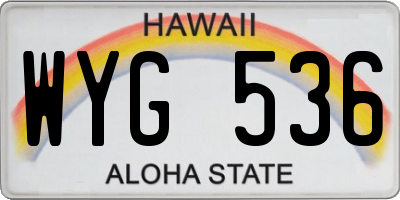 HI license plate WYG536