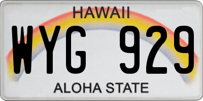 HI license plate WYG929