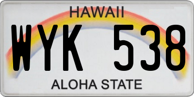 HI license plate WYK538
