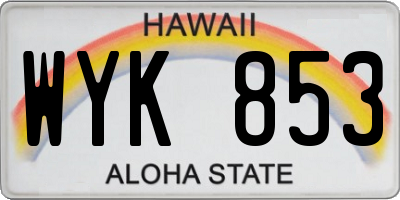 HI license plate WYK853