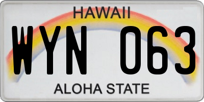 HI license plate WYN063