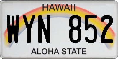 HI license plate WYN852