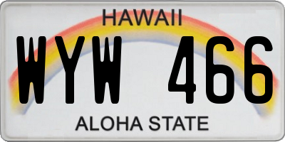 HI license plate WYW466