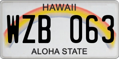 HI license plate WZB063