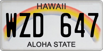 HI license plate WZD647