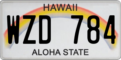 HI license plate WZD784