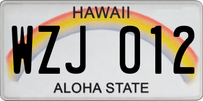 HI license plate WZJ012