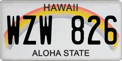 HI license plate WZW826