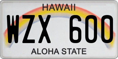 HI license plate WZX600