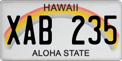 HI license plate XAB235