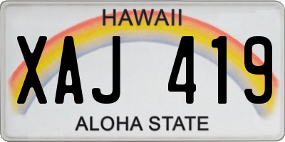 HI license plate XAJ419