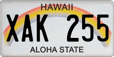HI license plate XAK255
