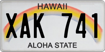 HI license plate XAK741