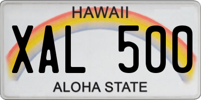 HI license plate XAL500