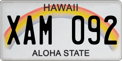 HI license plate XAM092
