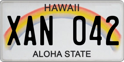 HI license plate XAN042