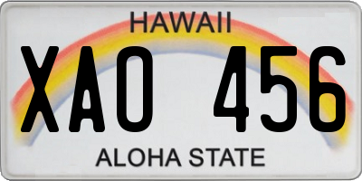 HI license plate XAO456