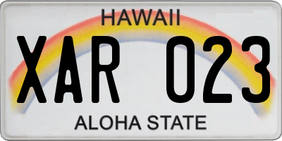 HI license plate XAR023