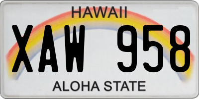 HI license plate XAW958