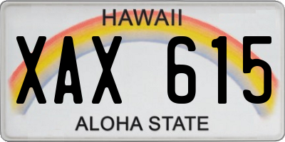HI license plate XAX615