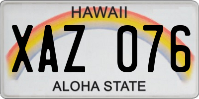 HI license plate XAZ076