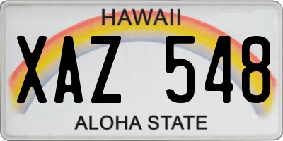 HI license plate XAZ548